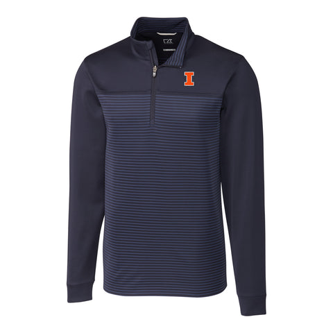 Illinois Fighting Illini Cutter &amp; Buck Traverse Stripe Stretch Quarter-Zip Pullover