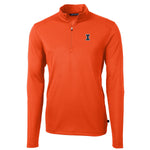 Illinois Fighting Illini Cutter &amp; Buck Virtue Eco Pique Recycled Quarter Zip Mens Pullover