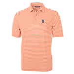 Illinois Fighting Illini Cutter &amp; Buck Virtue Eco Pique Stripe Recycled Mens Polo