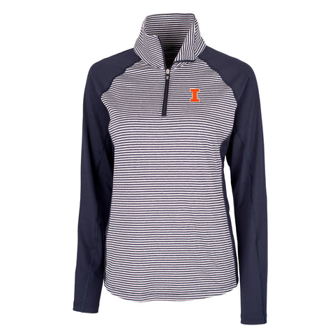 Illinois Fighting Illini Cutter &amp; Buck Women's Forge Stripe Half Zip