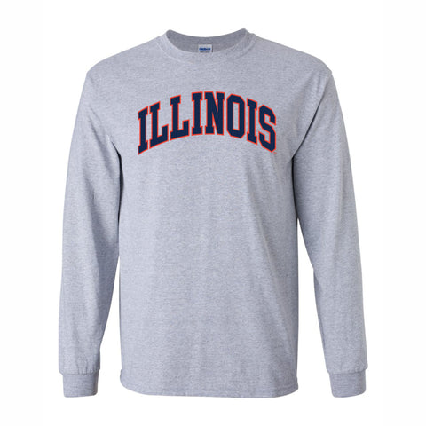 Illinois Fighting Illini Gray 2-Color Arch Long-Sleeve T-Shirt