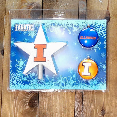 Illinois Fighting Illini Holiday Star and Ornament Set