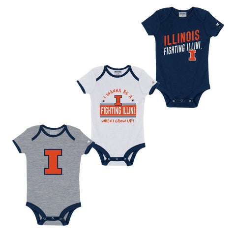 Illinois Fighting Illini Infant Champion Onesie 3-Pack