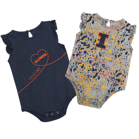Illinois Fighting Illini Infant Girls 2 Pack Onesie Set