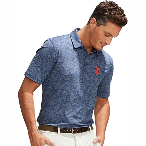 Illinois Fighting Illini Men's Destin Stripe Sankaty Performance Polo by Vineyard Vines