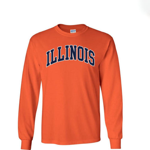 Illinois Fighting Illini Orange 2 Color Arch Long-Sleeve T-Shirt