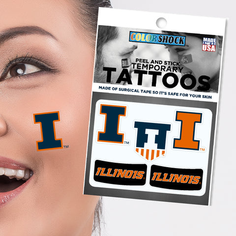 Illinois Fighting Illini Removable Fan Tattoo Multi Pack