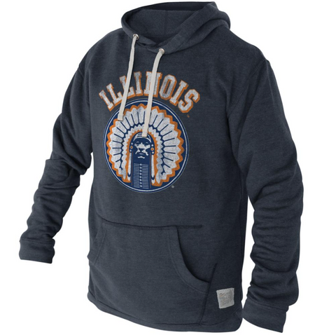 Illinois Fighting Illini Retro Brand Vintage Chief Illiniwek Hoodie