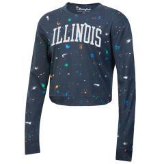 Illinois Fighting Illini Women's Champion Paint Splatter Boyfriend Long Sleeve Tee