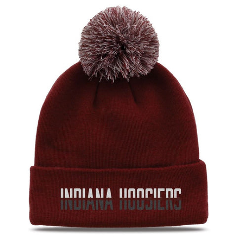 Indiana Hoosiers Cuffed Beanie with Multicolored Pom