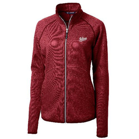 Indiana Hoosiers Cutter &amp; Buck Mainsail Sweater Knit Womens Full Zip Jacket