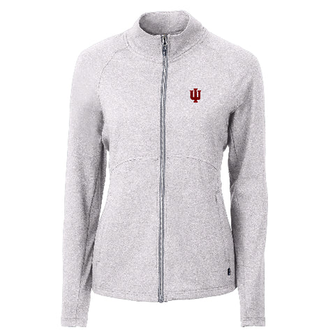 Indiana Hoosiers Cutter &amp; Buck Polished Adapt Eco Knit Heather Recycled Womens Full Zip
