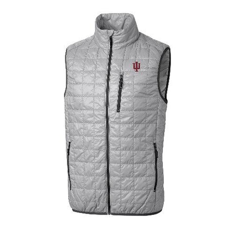 Indiana Hoosiers Cutter &amp; Buck Polished Rainier PrimaLoft&reg; Mens Eco Insulated Full Zip Puffer Vest