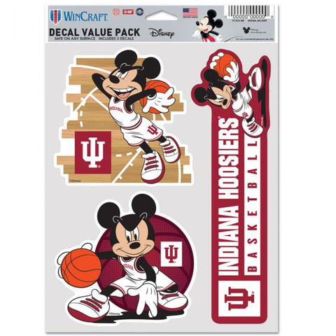 Indiana Hoosiers Disney Mickey Mouse 3-Pack Decal