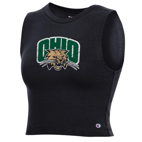 Ohio Bobcats Champion Black Women's Cropped Tank
