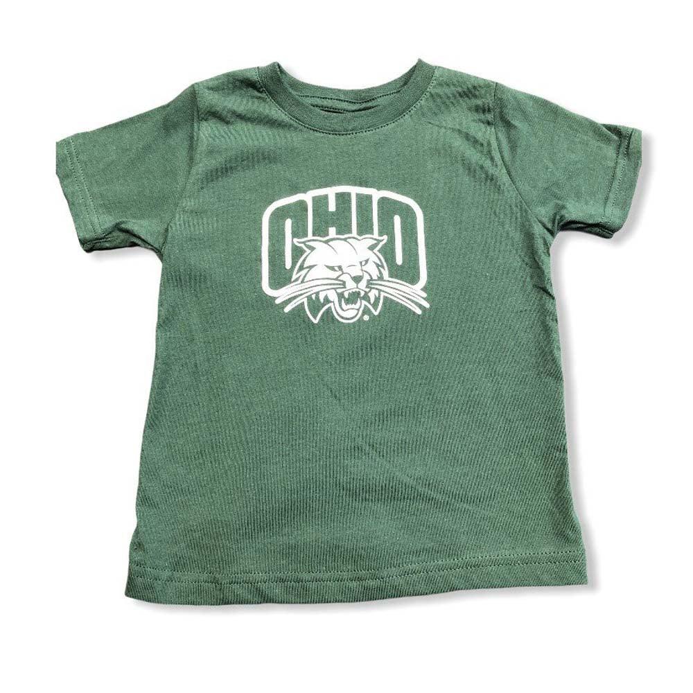 Ohio Bobcats Toddler 1-Color Attack Cat Distressed Forest Green T-Shirt