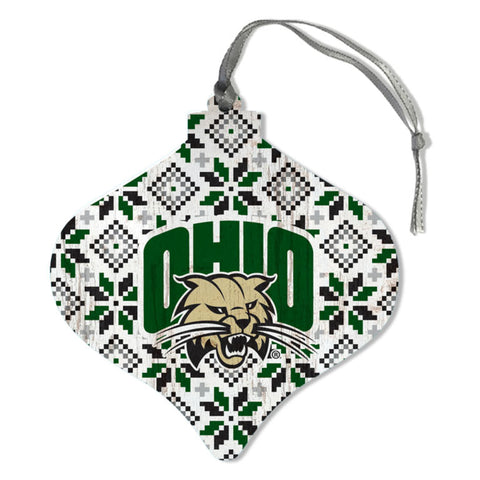 Ohio Bobcats Wooden Bulb Ornament
