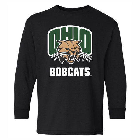 Ohio University Youth Attack Cat Black Long-Sleeve T-Shirt
